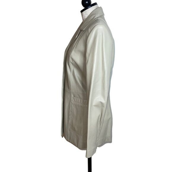 Classiques Entier Vintage Womens Blazer Jacket Size Small Beige Leather - Picture 4 of 10